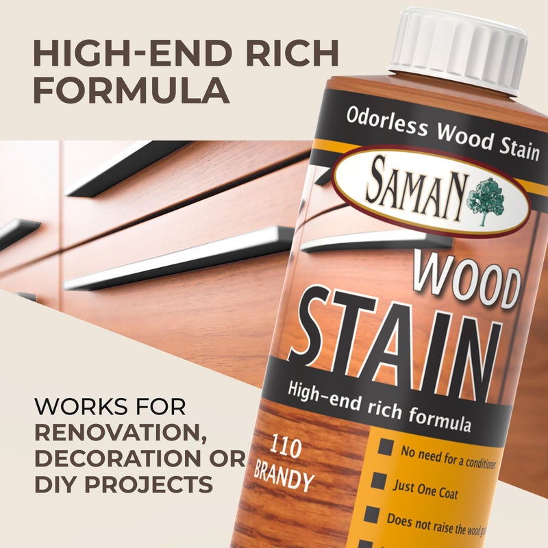 SamaN Interior Water Based Wood Stain - Natural Stain for Furniture, Moldings, Wood Paneling, Cabinets (Brandy TEW-110-12, 12 oz) - Image 2